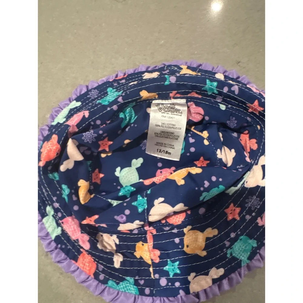 USKinz Baby Girl's Reversible Bucket Hat Blue & Green‎ Polka Dot 12/18 Months